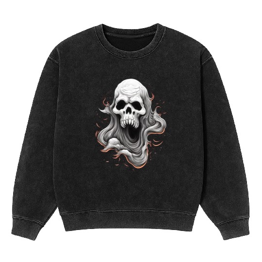 Eerie Halloween Ghoul Art, Spooky Season Delight 3 Mineral Wash Sweatshirts
