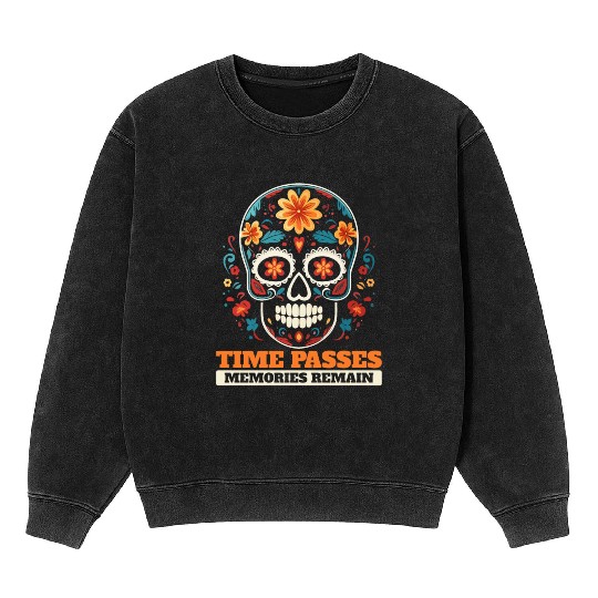 Dia De Los Muertos Sugar Skull Mexican Holiday Mineral Wash Sweatshirts
