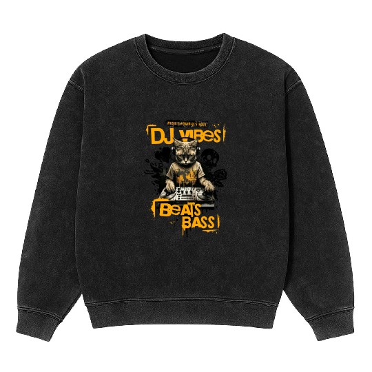 DJ VIBES,BEATS BASS Mineral Wash Sweatshirts