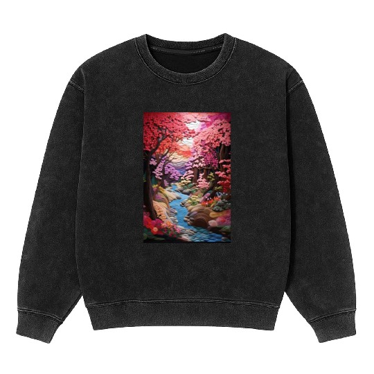 Multi-color Zen Garden river - Japanese Mineral Wash Sweatshirts