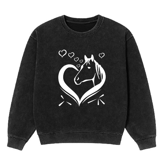 Cute horse heart for horseowner Mineral Wash Sweatshirts