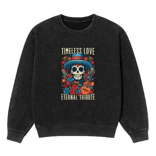 Dia De Los Muertos Sugar Skull Mexican Holiday Mineral Wash Sweatshirts