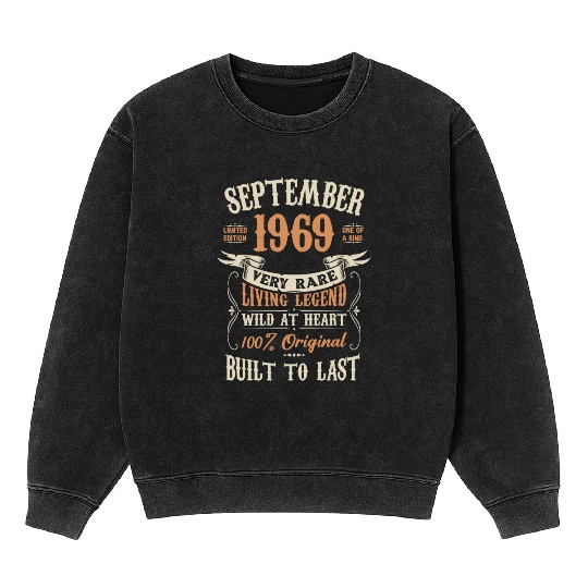 September 1969 Birthday Surprise Mineral Wash Sweatshirts