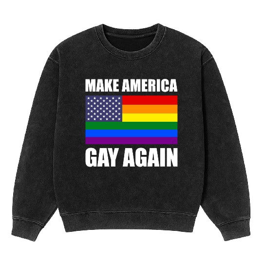 Rainbow LGBTQ American Pride Diversity Flag Mineral Wash Sweatshirts