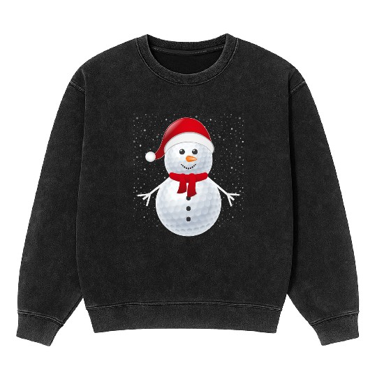 Golf Ball Snowman Santa Mineral Wash Sweatshirts
