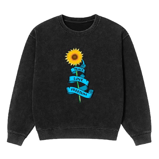 Sunflower Peace love freedom Mineral Wash Sweatshirts