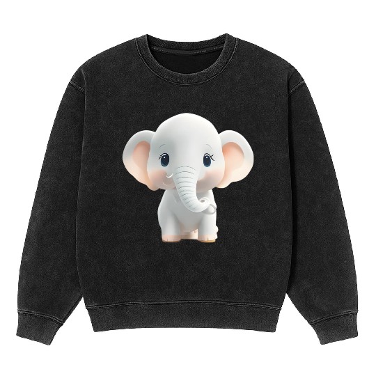 Charming Baby Elephant Innocent Wildlife Beauty Mineral Wash Sweatshirts