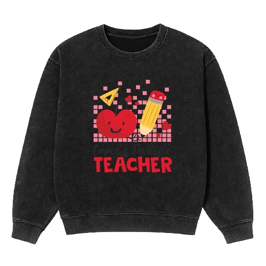 Retro Cupid s Favorite Teacher Teacher Valentines Mineral Wash Sweatshirts