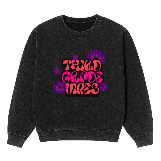 Fourth Grade Vibes for School Guys Neon Colors Mineral Wash Sweatshirts