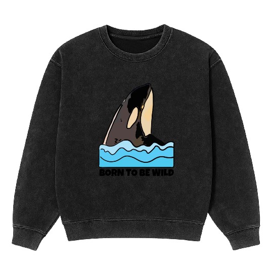 Born to Be Wild: Playful Orca Design Mineral Wash Sweatshirts