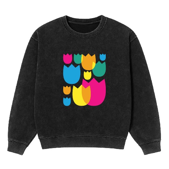 Tulips Retro Florist Flowers Tulip Mineral Wash Sweatshirts