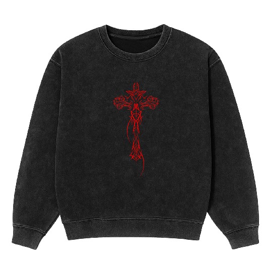 Cyber Crucifix Awesome Cybersigilism For Geometric Mineral Wash Sweatshirts