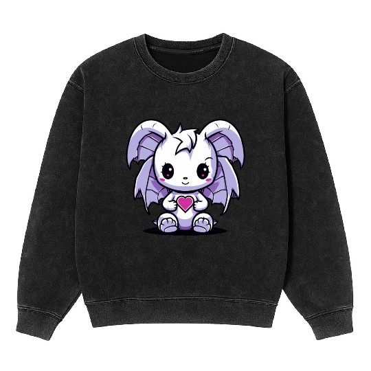 "Kawaii Love Dragon" by ART1SAN Mineral Wash Sweatshirts