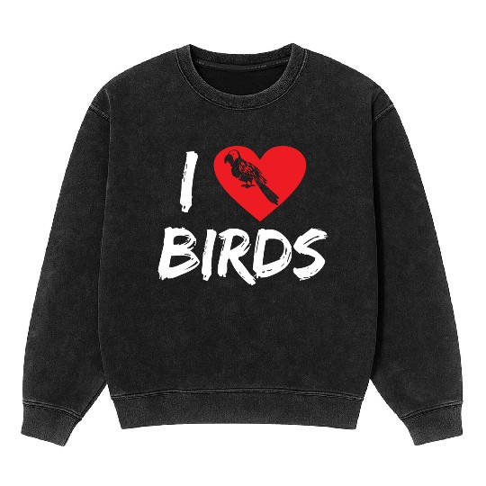 Bird Lover Heart Cute Birdwatcher Parrot Heron Mineral Wash Sweatshirts