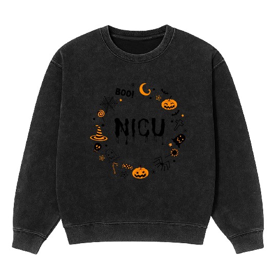 Cute NICU Halloween design | Boo NICU | Preemie Mineral Wash Sweatshirts