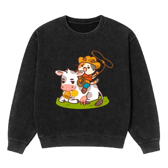 Meow Dy Yeehaw Cowboy Cat Mineral Wash Sweatshirts