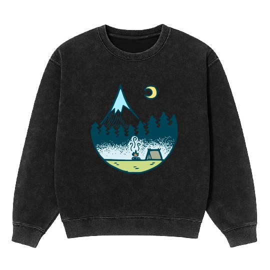 Keep It Simple (Camping At Night) Mineral Wash Sweatshirts