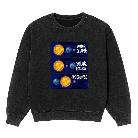 Lunar Eclipse Solar Apocalypse Astrology Science Mineral Wash Sweatshirts