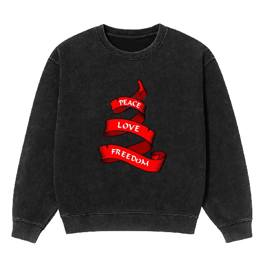 Peace love freedom red Mineral Wash Sweatshirts