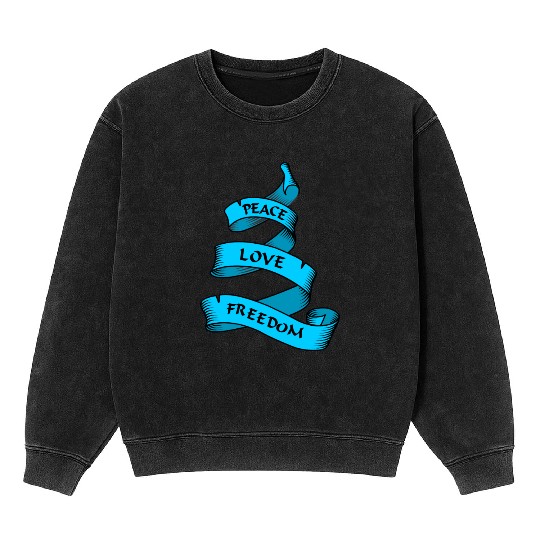 Peace love freedom blue Mineral Wash Sweatshirts