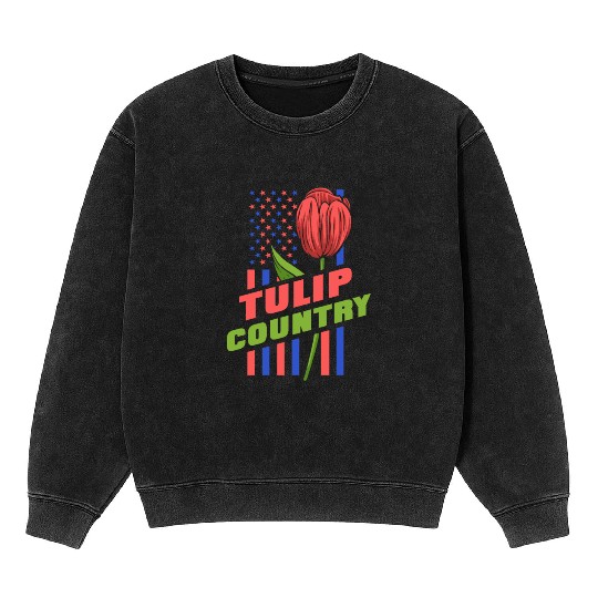 Tulip Gardening Us Flag Tulips Mineral Wash Sweatshirts