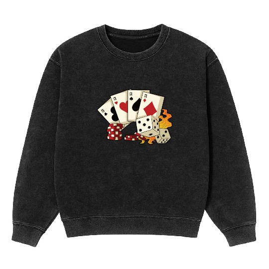 Poker Ace Texas Hold'em Mineral Wash Sweatshirts