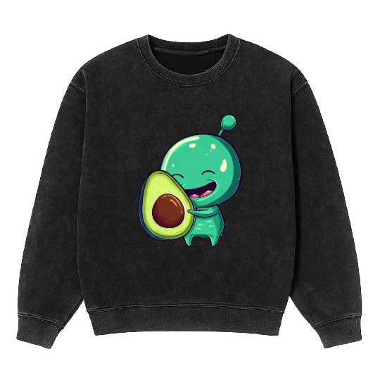 Green Alien Avocado: Exotic Fusion Mineral Wash Sweatshirts