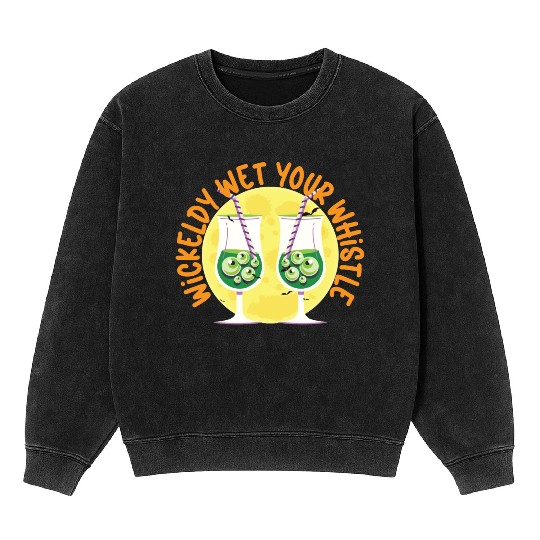 Wickedly Wet Your Whistle Bartender Halloween Mineral Wash Sweatshirts