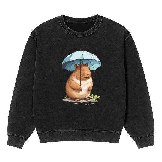 Capybara In Nature Mineral Wash Sweatshirts
