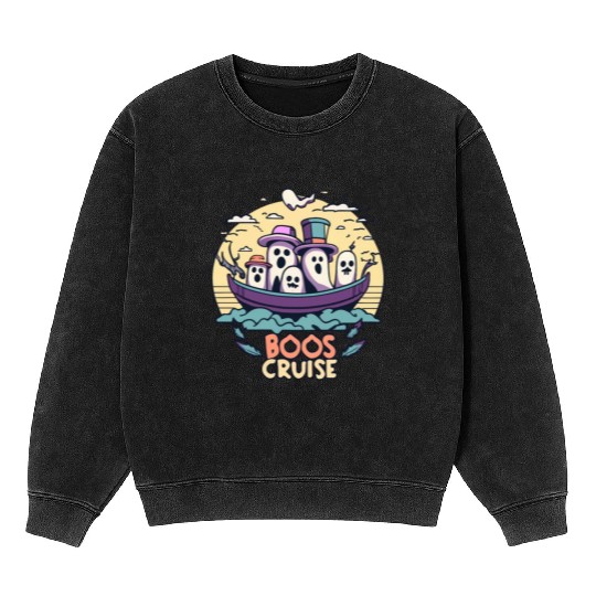 Spooky Cute Kawaii Ghost Design – Boos Cruise Mineral Wash Sweatshirts