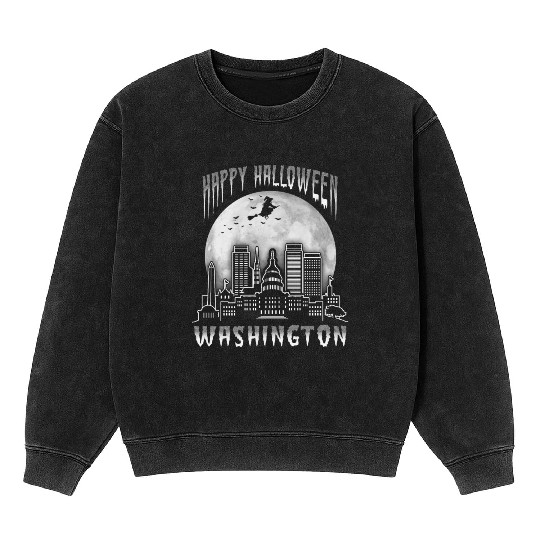 Happy Halloween Washington DC Mineral Wash Sweatshirts