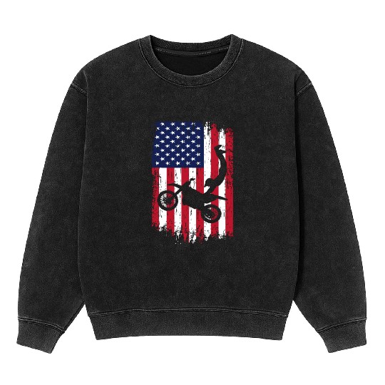 Supercross Freestyle Motocross American Flag Mineral Wash Sweatshirts