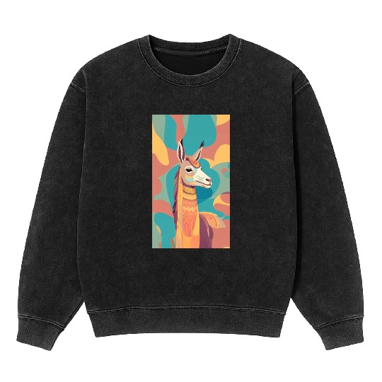 Alpaca art Mineral Wash Sweatshirts