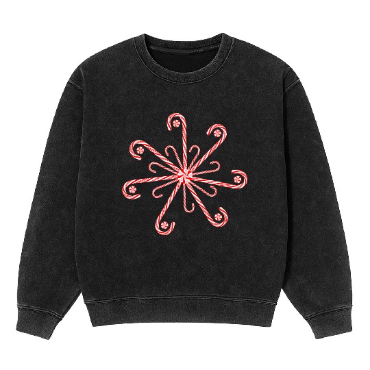Peppermint Candy Cane Snowflake Mineral Wash Sweatshirts