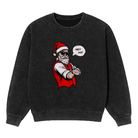 Naughty Santa Hey Ho Christmas Xmas Holiday Mineral Wash Sweatshirts