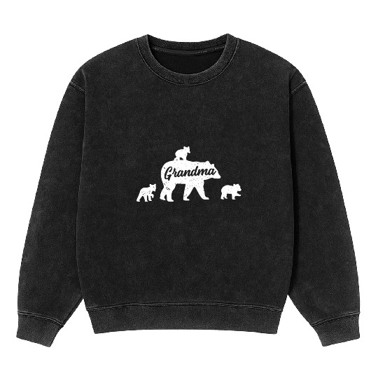 Vintage Grandma Bear 3 Cubs Mother's Day Mineral Wash Sweatshirts