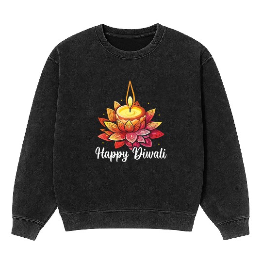 Happy Diwali Diwali Festival Indian Hindu Hinduism Mineral Wash Sweatshirts