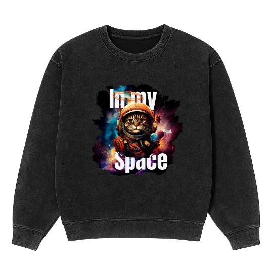In my Mind Space Cat Astronaut Animal Pet Lover Mineral Wash Sweatshirts