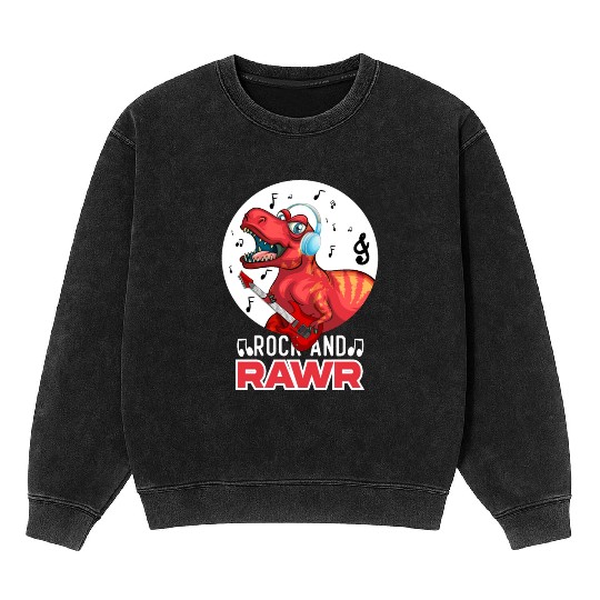 Rock & Rawr Vintage Dinosaur T-Rex Music Japanese Mineral Wash Sweatshirts