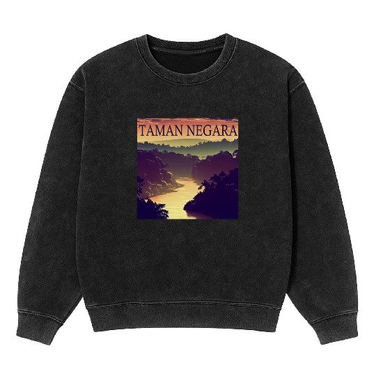 Malaysia Taman Negara National Park Sunset Warm Mineral Wash Sweatshirts