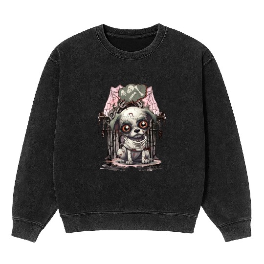 HalloweeChihuahua Mummy Dreaming of Skeleton Bones Mineral Wash Sweatshirts