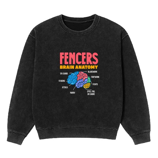 Fencers Brain Anatomy Mineral Wash Sweatshirts