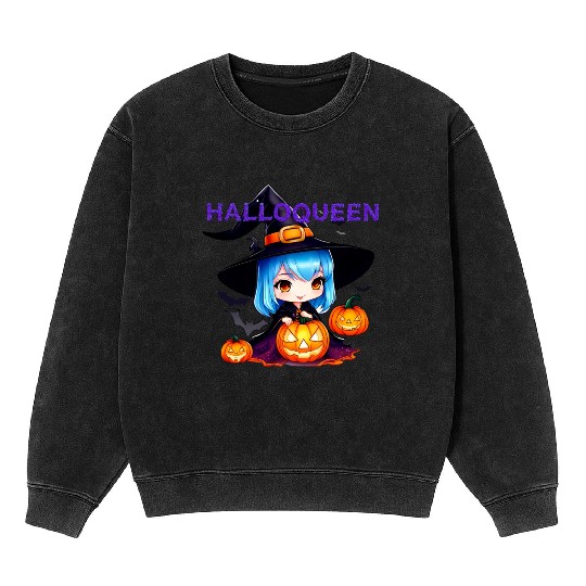 Hallo Light Blue Witch Mineral Wash Sweatshirts