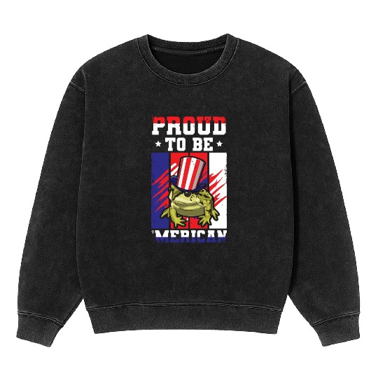 Proud To Be Merica Frog Mineral Wash Sweatshirts