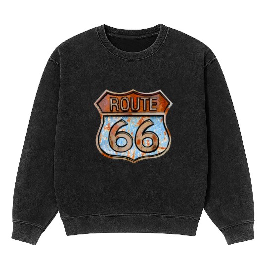 Route 66 vintage sign - Rusty metal sign 3 Mineral Wash Sweatshirts