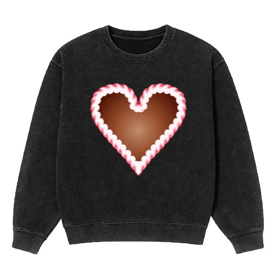Gingerbread heart folk festival with icing Mineral Wash Sweatshirts