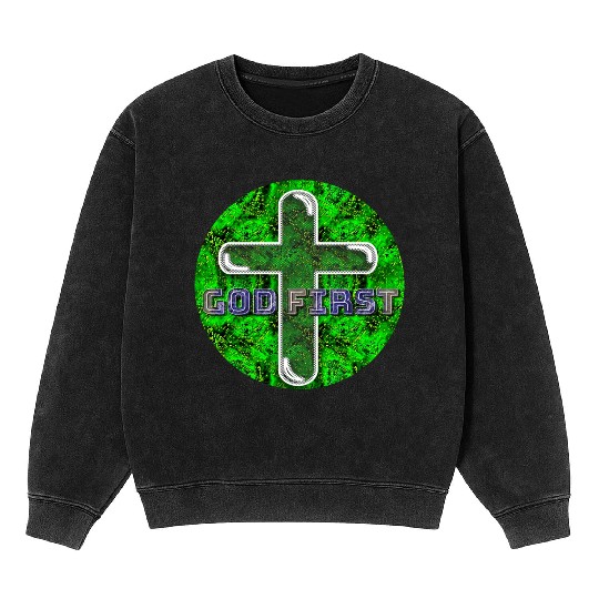 God First [2] Green Mineral Wash Sweatshirts