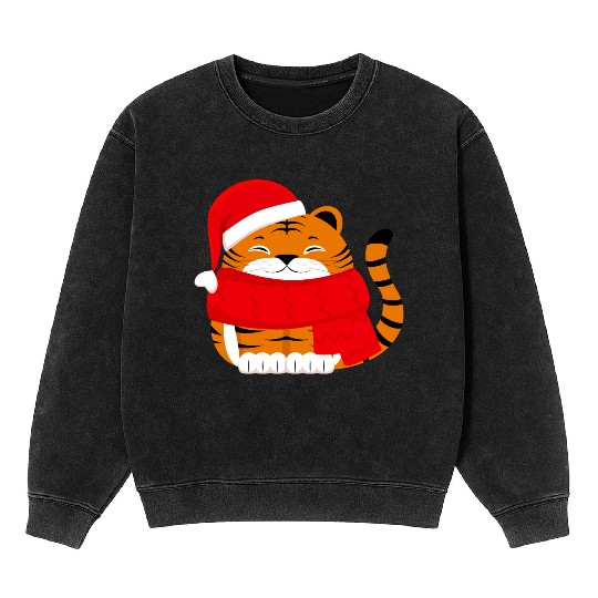 Cute Winter Tiger Cub Mineral Wash Sweatshirts
