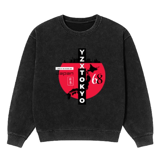Red dot Tokyo Japan Mineral Wash Sweatshirts