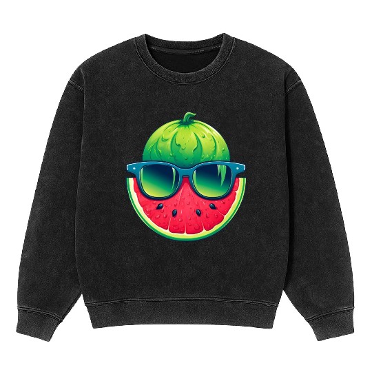 Summery Kawaii Design with Watermelon and Mineral Wash Sweatshirts